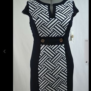 New Studio One Navy & Ivy Shift Dress Lined Back Zipper Size 10.